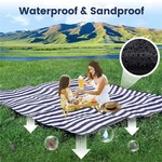Topika-Extra Large Waterproof Picnic Blanket with Carry Strap, Blue & White