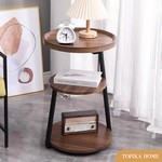 Topika - Round Side Table, 3-Tier Small Table For Bedroom And Living Room