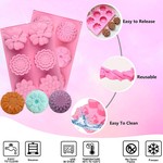 TopikaHome - Silicone Soap Molds, Rectangle Round Cake and Ice Molds Set of 3