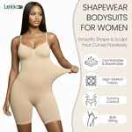 Lekkon Seamless Shaping Bodysuit for Women, Tummy-Waist-Hip-Thigh Sculpting
