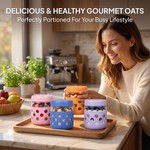 Topika-Over Night Oats Jars 4 Pcs,480Ml Glass Storage Jars With Bamboo Lids