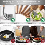 Topika - Silicone Kitchen Utensils Set 44-piece with Wooden Handles & Holder