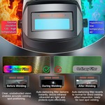 Topika Auto Darken Welding Helmet with Light, Heat-Resistant Shield for Men