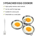 Topika 3-in-1 Stainless Steel Egg Steamer, Oil Brush & Anti-scalding handle