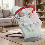 Topika Baby Bouncer with Mosquito Net, Foldable Rocking Chair
