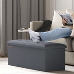 Topika 110cm Large Storage Ottoman Cube Foldable Box Bench with Lid Grey
