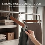 Topika - Wood Hangers For Clothes, 10-Piece Pants Hangers With Metal Clips