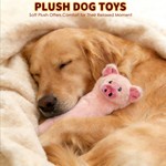 Topika No-Stuffing Plush Squeaky Dog Toy Set, Crinkle Paper Tails 3-Pack
