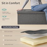 Topika 110cm Large Storage Ottoman Cube Foldable Box Bench with Lid Grey
