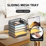 Topika 6 Tier Paper Rack File Sorter, Metal Mesh Desk Organiser with Handle