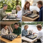 Topika Magnetic Chess & Checkers Set with Extra Queens Portable Board