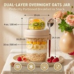 Topika Glass Jars With Lids & Spoon For Overnight Oats, 4 Piece Mason Jars