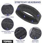 Workout Headbands - Non-Slip Sweat Athletic Hairbands - 24 x 4.5cm - 3 Pack