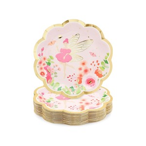 Topika-48Pack Fairy Plate 7/9in Floral Tea Party Paper Plate for Girl Party