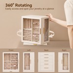 Topika 360 Rotating Jewellery Box, 5-Layer Makeup Organiser for Vanity