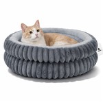 Topika Round Donut Cat Bed, Dog Bed, Washable Plush Calming Pet Bed