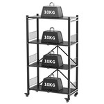 Topika - Folding Shelves with Wheels,3/4-Tier Iron Storage Rack,No Assembly