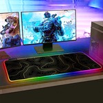Topika - Mouse Pads RGB Mouse Mats, XL Mouse Pad Laptop Desk Mat Gold Lines