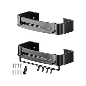 Topika - 2 Pack Shower Caddy Shelf Organizer, Black Bathroom Shelves Basket