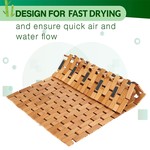 Topika - Wooden Slatted Bath Mat, Foldable Bamboo Anti Slip Shower Mat