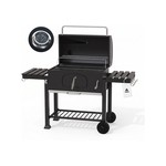 Topika Outdoor Charcoal Braai Grill & Dual Side Tables, Hooks, Thermometer