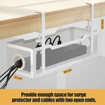 Topika - Cable Management Box,Under Desk Cable Tray Cord Organizer Storage