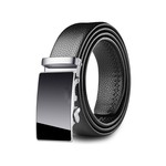 Leather Belt Men's Black Suits Ratchet Belt Metal Buckle Belt with Box