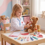 Topika Kids Wooden Doctor Kit 22-Piece Pretend Play Set with Coat and Bag