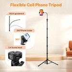 Topika - Extra Long Selfie Stick Tripod With Remote And Flexible Phone Arm