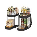 Topika Under Sink Organizer 2 Tier Pull-Out Storage Rack With Side Hooks