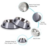 TopikaPet - Stainless Steel Non-Slip Pet Food & Water Bowls, Dog&Cat Bowls