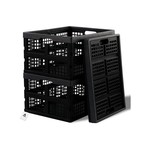 Topika Collapsible Crate 3 Piece Plastic Storage Bins for Garage & Home