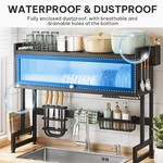 Topika Kitchen Over Sink Dish Drying Rack with Lid Multi-Functional Storage