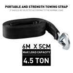 TopikaAuto 4.5T 9T Heavy Duty All Terrain 6m Tow Recovery Strap with Hooks