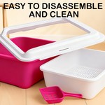 Topika Cat Litter Box with Scoop, High Sides, Open Top | Red