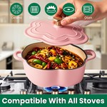 Topika Floral-Shaped Cast Iron Dutch Oven with Lid & Soup Spoon, 20cm, 2L