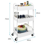 Topika - 3-Tier Rolling Metal Storage Cart, Mobile Utility Organizer