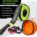 TopikaAuto 5m 10Tons Tow Strap Heavy Duty with D Ring Shackle Recovery Rope