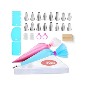 TopikaHome - 124-Piece Cake Decorating Supplies Kit with Piping Bags & Tips