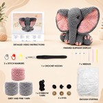 Topika - Crochet Kit For Beginners, Pink-Eared Elephant Crochet Set