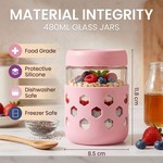 Topika-Over Night Oats Jars 4 Pcs,480Ml Glass Storage Jars With Bamboo Lids