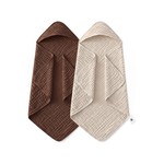 Topika 2 Pack Hooded Baby Bath Towels, Cotton Muslin Baby Towel Set