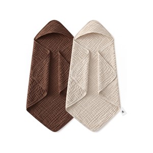 Topika 2 Pack Hooded Baby Bath Towels, Cotton Muslin Baby Towel Set