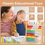 Topika 10-Row Wooden Abacus for Kids with 120 Cards & Counting Sticks
