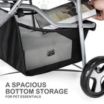 TopikaPet-Foldable Pet Stroller for Dogs Cats Pet Pram with Basket & Mesh