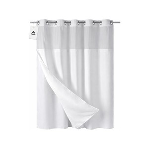 Topika Fabric Shower Curtain 180x200cm with Snap Liner, No Hooks Needed