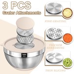 Topika-Mixing Bowls with Lids,Stainless Steel Bowl and Graters w/ Container