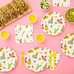 Fiesta Party Plates Set, Mexican Theme for Taco Nights - 144 Pieces