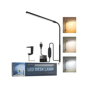 Topika - LED Desk Lamp With Clamp, USB Powered, 360 Gooseneck, 3 Colour