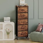 Topika - Fabric Dresser 5 Drawer Tall Dresser for Bedroom, Closet Organiser